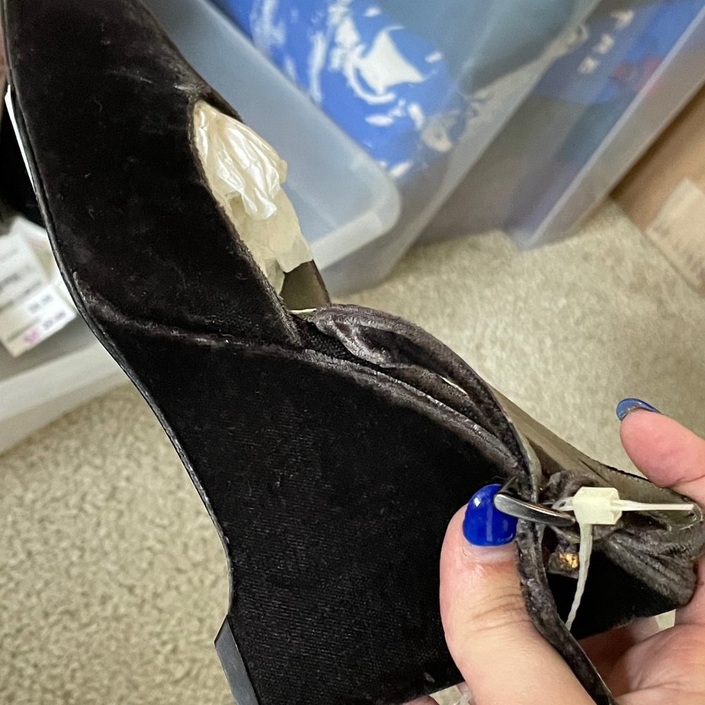 Vintage Prada slingback Velvet Wedges